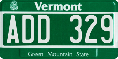 VT license plate ADD329