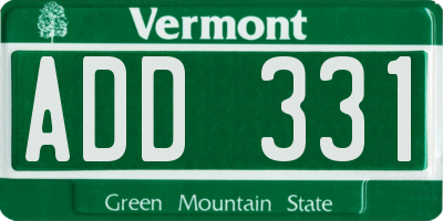 VT license plate ADD331