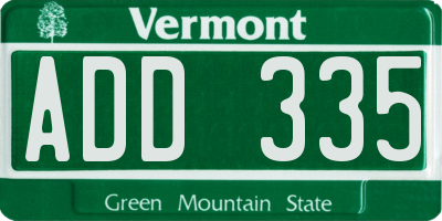 VT license plate ADD335