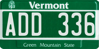 VT license plate ADD336