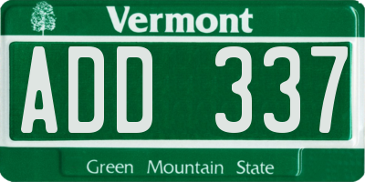 VT license plate ADD337