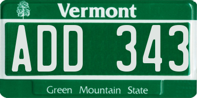 VT license plate ADD343
