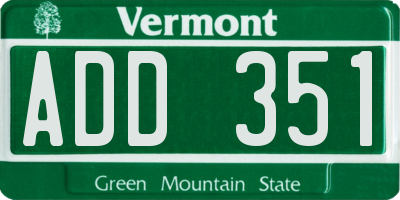 VT license plate ADD351