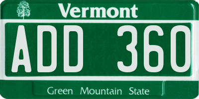 VT license plate ADD360