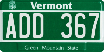 VT license plate ADD367