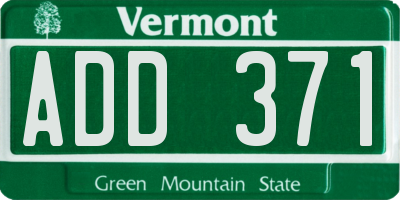 VT license plate ADD371