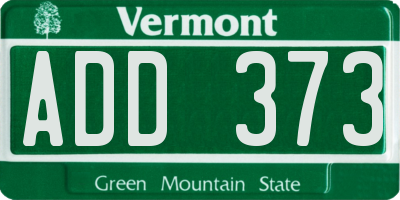 VT license plate ADD373
