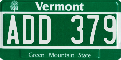 VT license plate ADD379