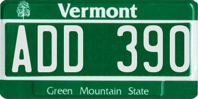 VT license plate ADD390