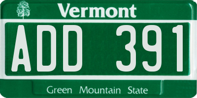 VT license plate ADD391