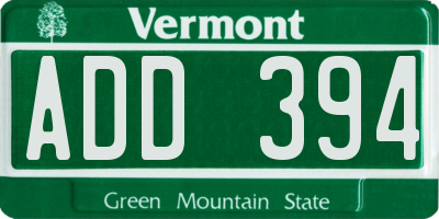 VT license plate ADD394