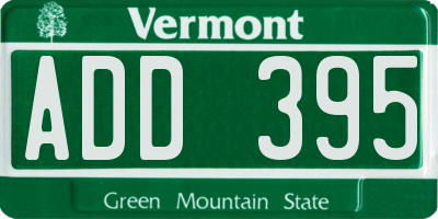 VT license plate ADD395