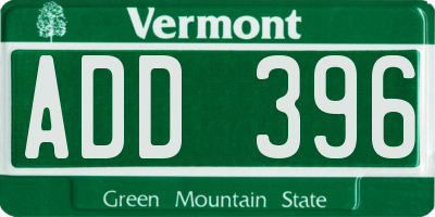VT license plate ADD396
