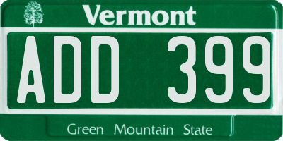 VT license plate ADD399