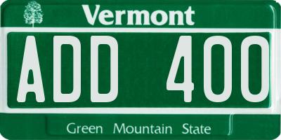 VT license plate ADD400