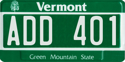 VT license plate ADD401