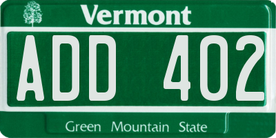 VT license plate ADD402
