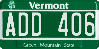 VT license plate ADD406