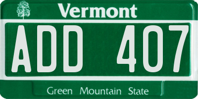 VT license plate ADD407