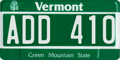VT license plate ADD410