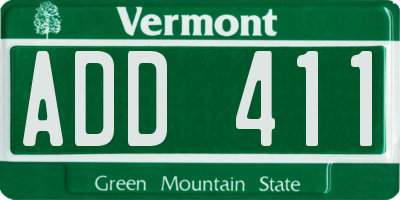 VT license plate ADD411