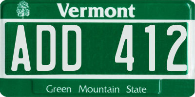 VT license plate ADD412