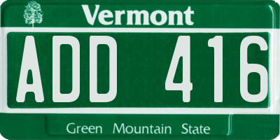 VT license plate ADD416