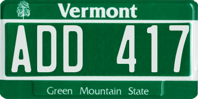 VT license plate ADD417