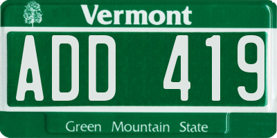 VT license plate ADD419
