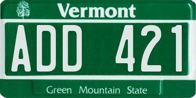 VT license plate ADD421