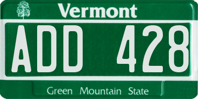 VT license plate ADD428