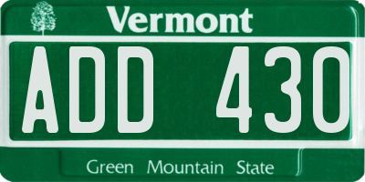 VT license plate ADD430