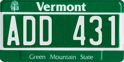 VT license plate ADD431