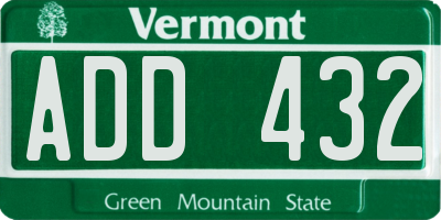 VT license plate ADD432