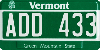 VT license plate ADD433