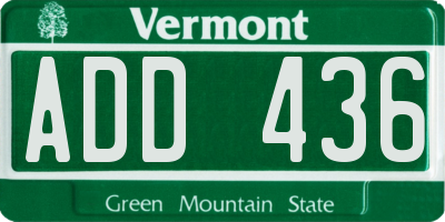 VT license plate ADD436