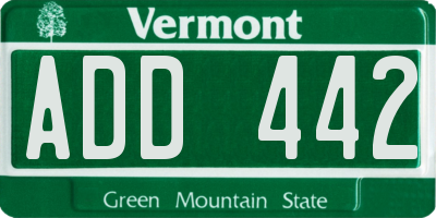 VT license plate ADD442