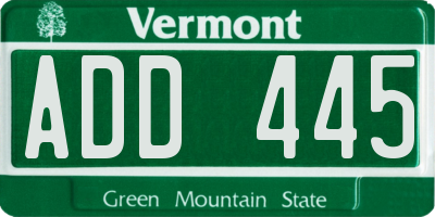VT license plate ADD445