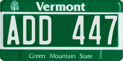 VT license plate ADD447