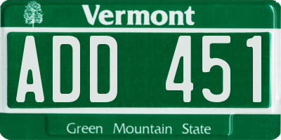 VT license plate ADD451