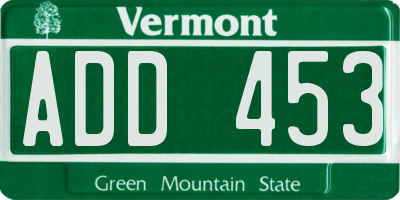 VT license plate ADD453