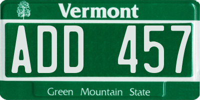 VT license plate ADD457