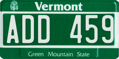 VT license plate ADD459
