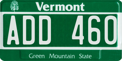 VT license plate ADD460