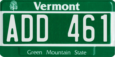 VT license plate ADD461