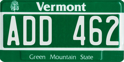 VT license plate ADD462