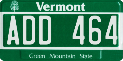 VT license plate ADD464