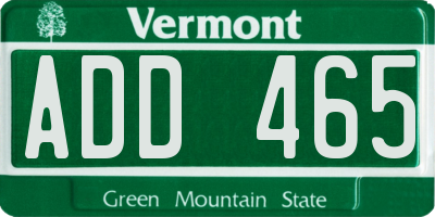 VT license plate ADD465