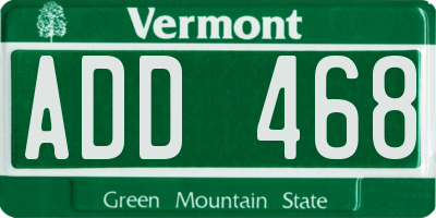 VT license plate ADD468