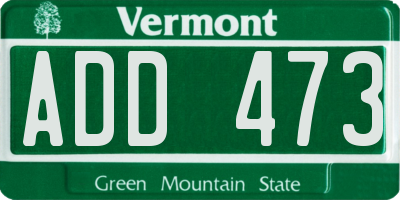 VT license plate ADD473